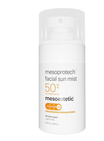 Mesoestetic Facial Sun Mist SPF50+ – zonnecrème spray over make-up | anti-aging bescherming