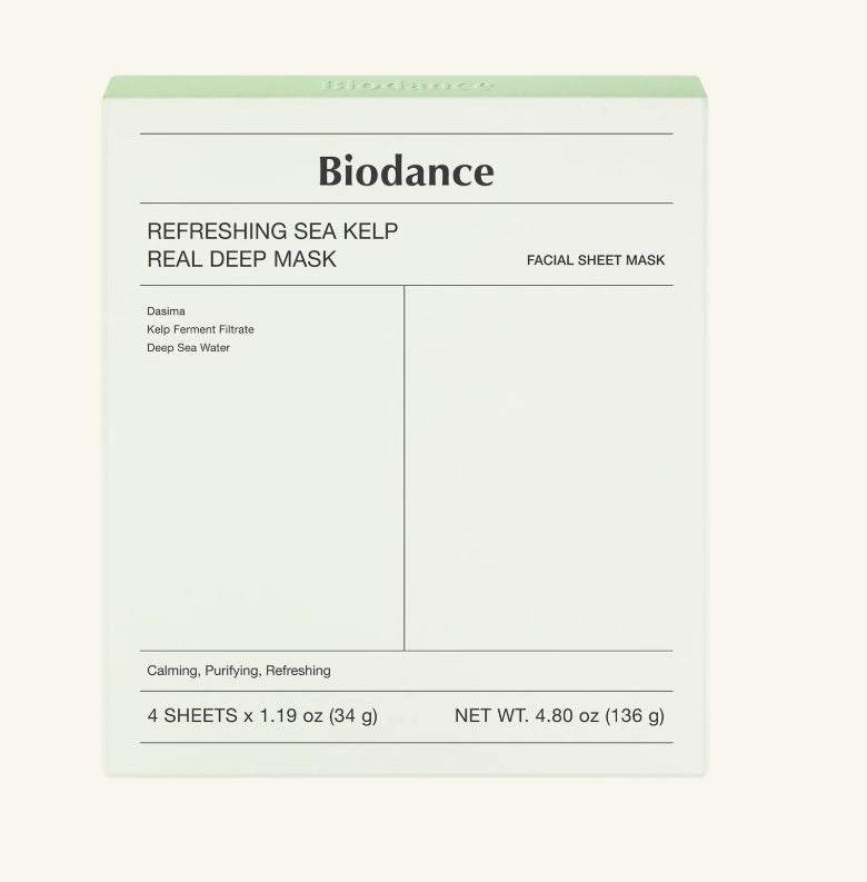 NEW ! Biodance Refreshing Sea Kelp Real Deep Mask Korean Beauty (4 stuks)