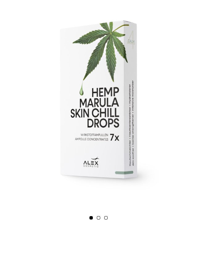 HEMP MARULA SKIN CHILL DROPS : Kalmerende ampul met actieve ingrediënten met hennep- en marula-olie
