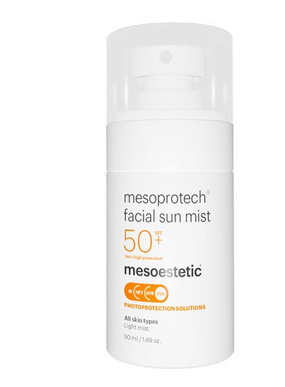 Mesoestetic Facial Sun Mist SPF50+ – zonnecrème spray over make-up | anti-aging bescherming