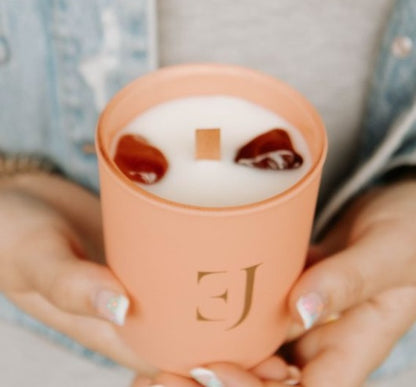 Crystal candle red carnelian motivation
