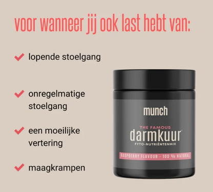 Munch Darmkuur Framboos – natuurlijke vezelmix voor spijsvertering en darmbalans