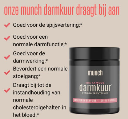 Munch Darmkuur Framboos – natuurlijke vezelmix voor spijsvertering en darmbalans