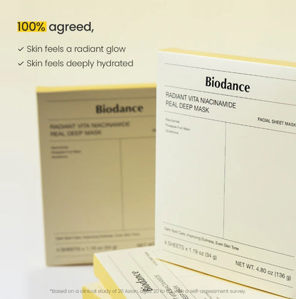 NEW !  Biodance Radiant Vita Niacinamide Real Deep Mask Korean Beauty (4stuks)