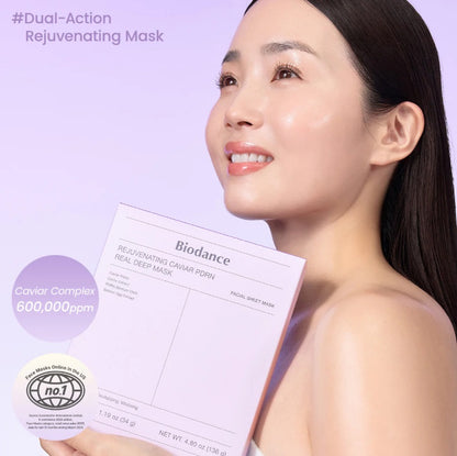 NEW ! Rejuvenating Caviar PDRN Real Deep Mask,  Korean Beauty (4stuks)