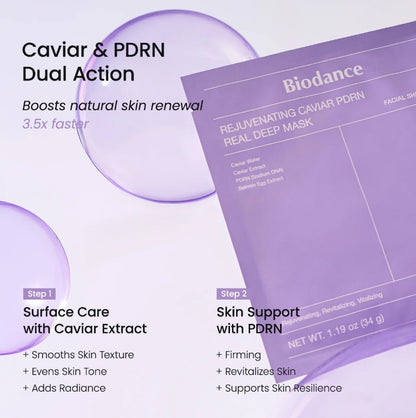 NEW ! Rejuvenating Caviar PDRN Real Deep Mask,  Korean Beauty (4stuks)